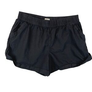 Pact Womens Organic Cotton Hemp Blend Shorts Black Elastic Waist Cuffed XL